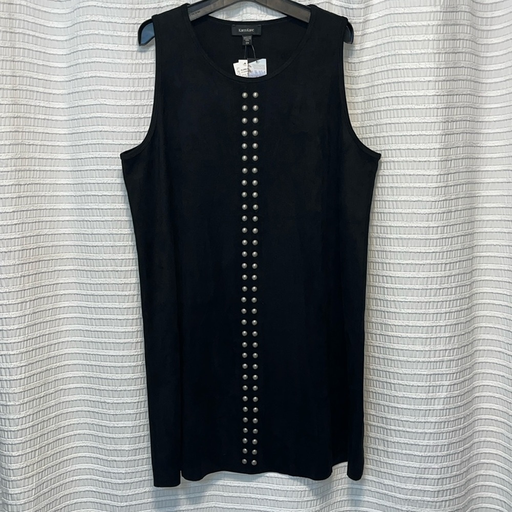 NWT Karen Kane Studded Faux Suede Black Dress